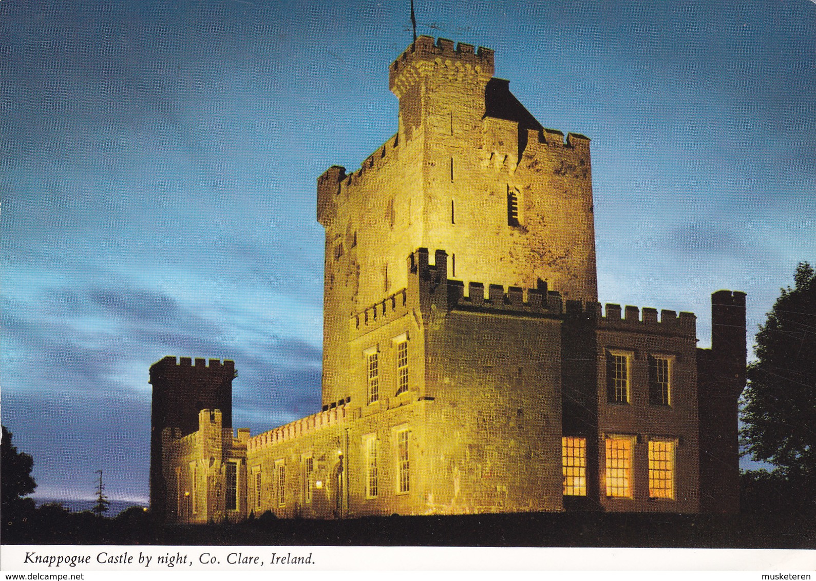 Ireland PPC Knappogue Castle By Night, Co. Claire 1970 To BOSTON United States (2 Scans) - Clare