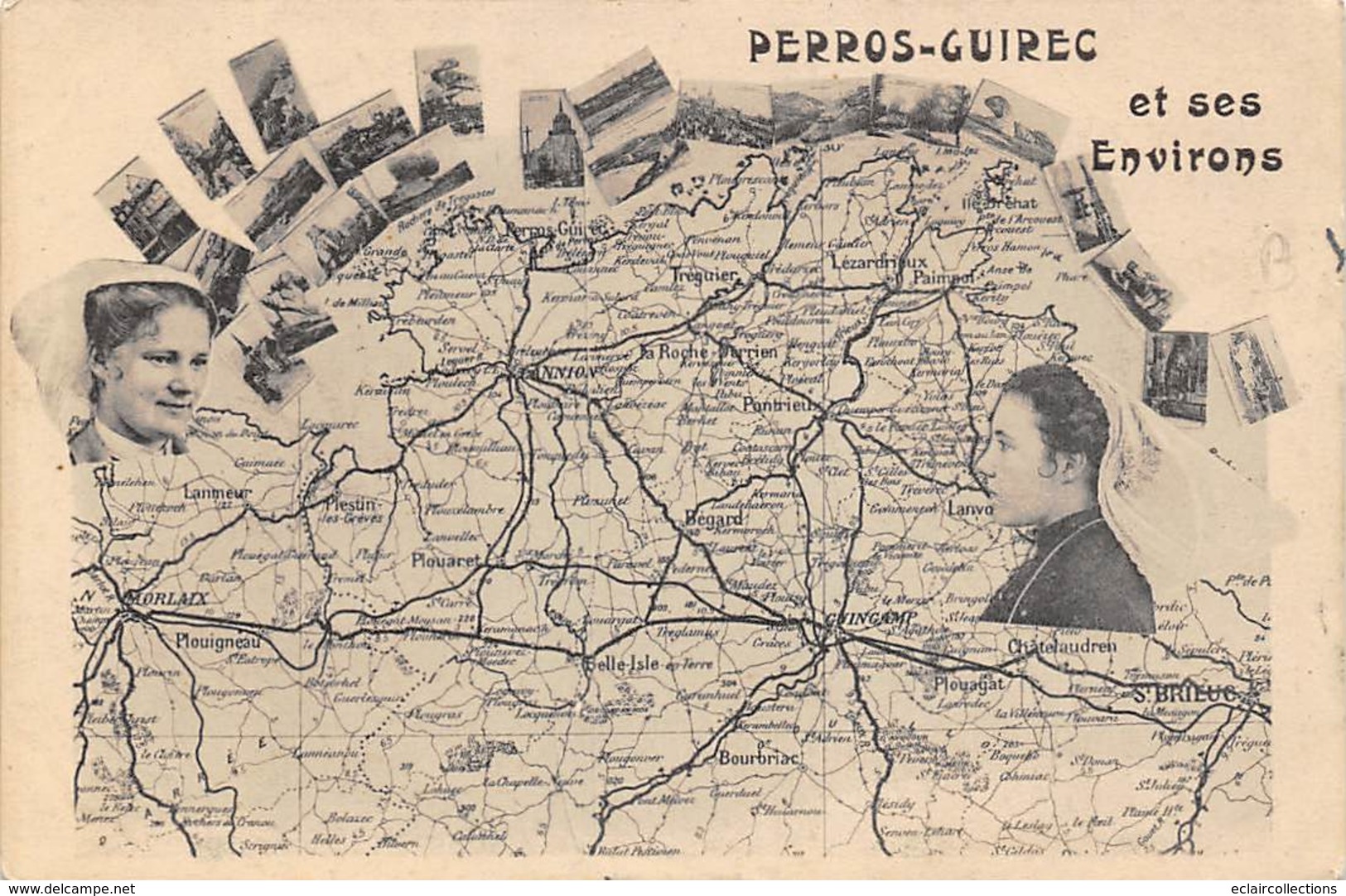 Perros-Guirec Et Ploumanach       22    Carte De Perros-Guirec Et Des Environs     (voir Scan) - Perros-Guirec