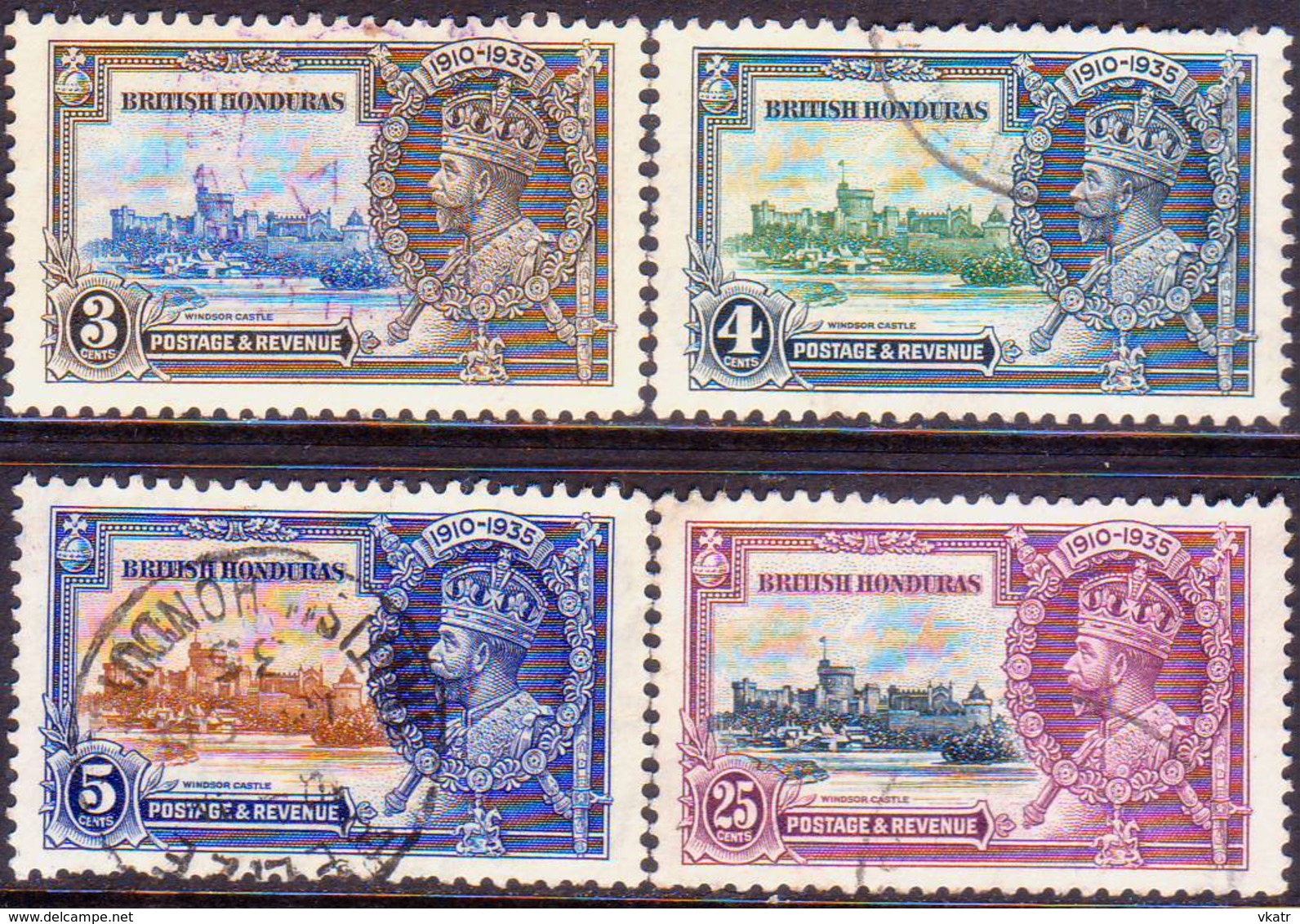 British Honduras 1935 SG #143-46 Compl.set Used CV £21 Silver Jubilee - British Honduras (...-1970)