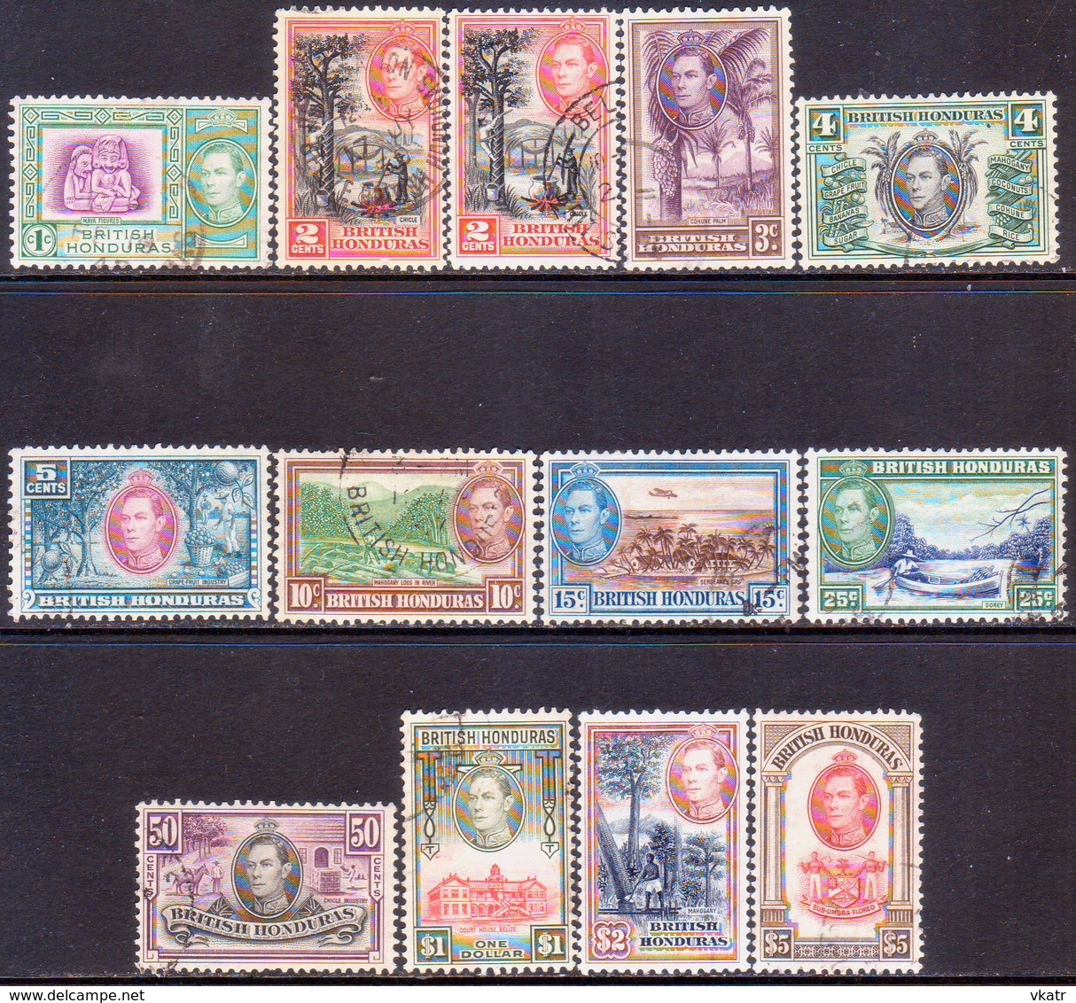 British Honduras 1938-47 SG #150-61 Compl.set Used Incl. Perf.var For 2c CV £100 - Honduras Britannique (...-1970)