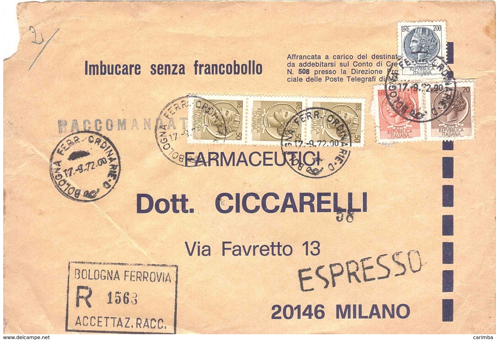 FRONTE RACC. EX - 1971-80: Storia Postale