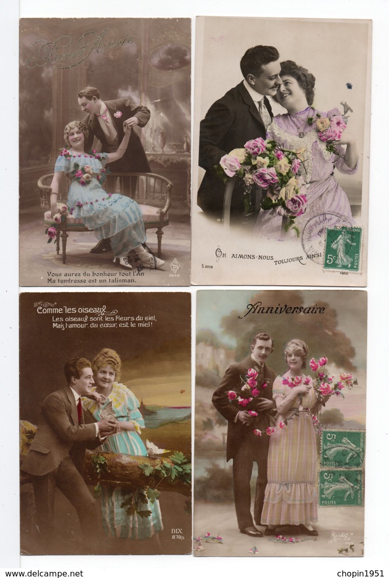 CPA - THÈME : COUPLES - 12 Cartes Différentes - Couples