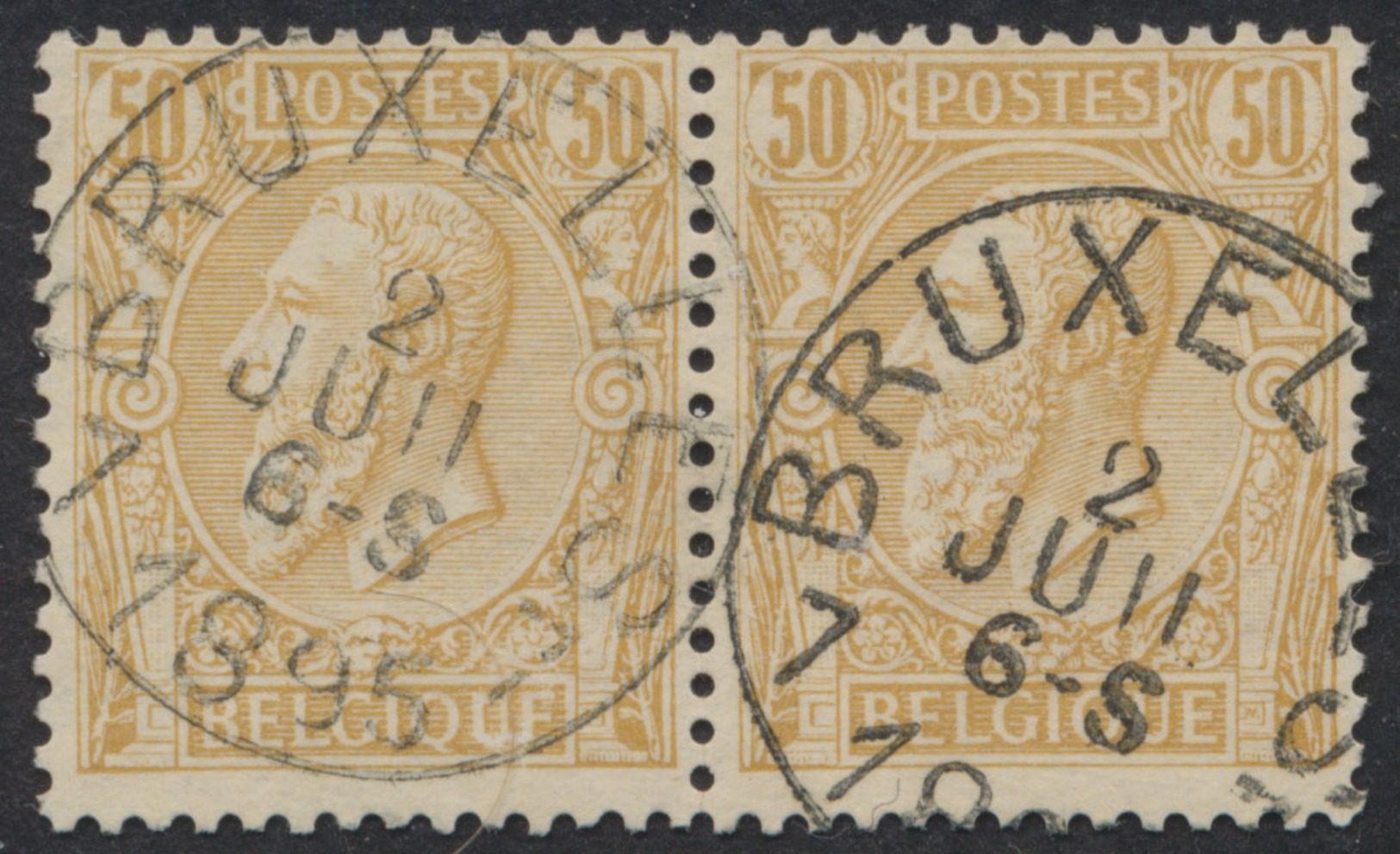 émission 1884 - N°50 En Paire Obl Simple Cercle "Bruxelles 7" - 1884-1891 Léopold II