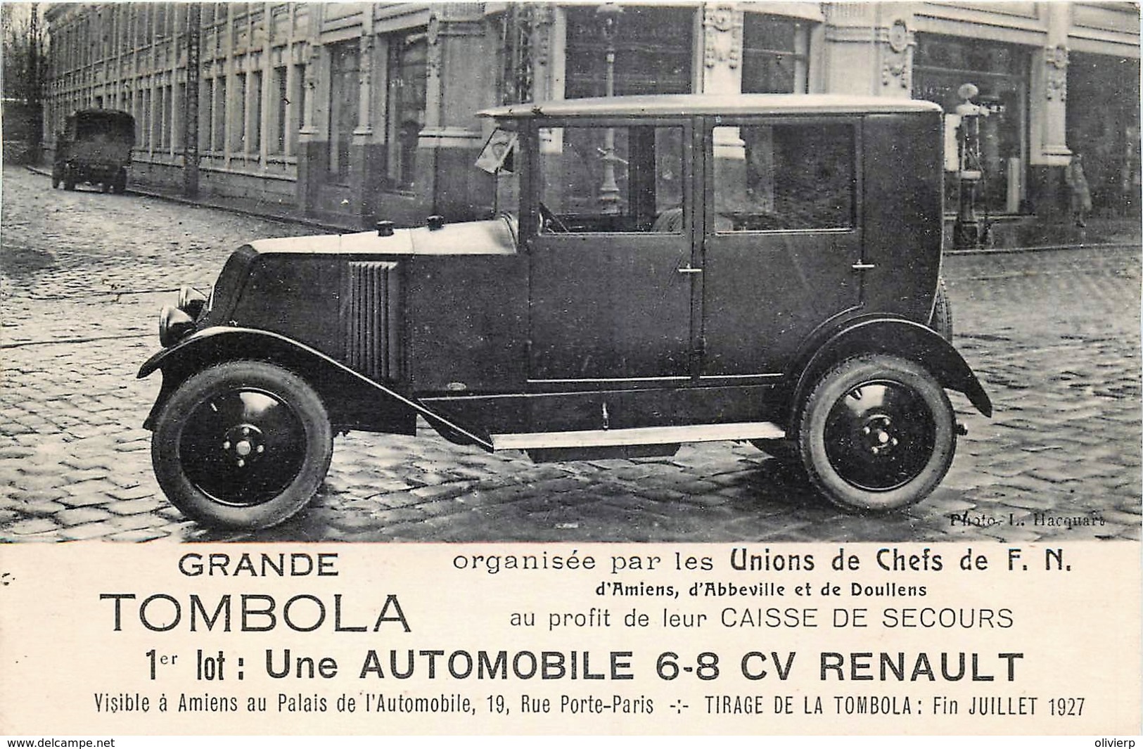 France - 80 - Amiens - Tombola Organisée Par Les Unions De Chefs De F.N. - Une Auto 6-8 CV Renault - Amiens