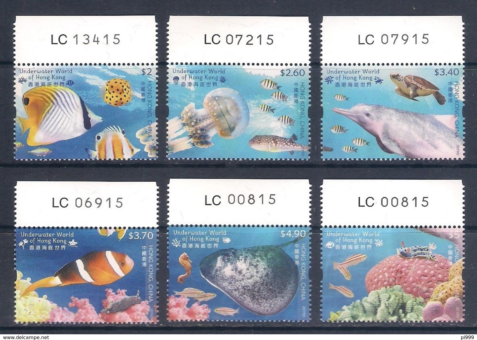 HONG KONG [2019] Underwater World; Marine Life (fish, Turtle, Dolphin, Coral) - Set 6 Stamps From Sheets (MNH) - As Scan - Marine Life