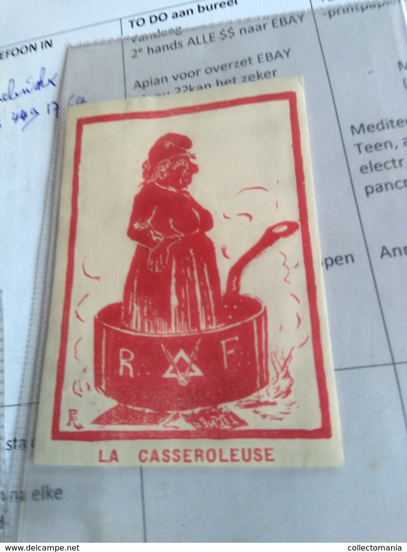 1 Vignette C1905 ART Vrijmetselaars LA CASSEROLEUSE  5,5 Cm X 7,8 Cm Maçonnerie Cinderella Posterstamp, Free Mansonry - Erinnophilie