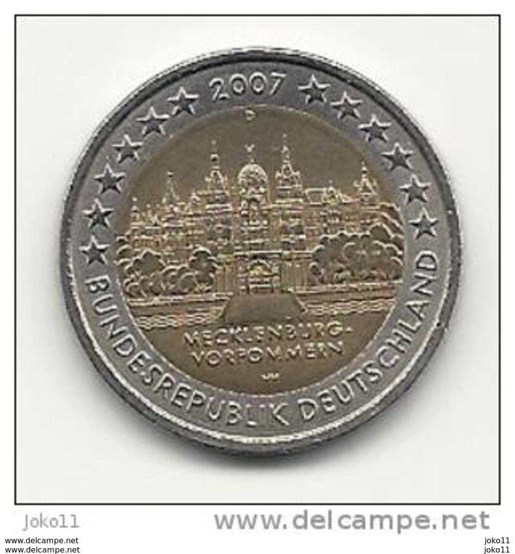 2 Euro, 2007, Mecklenburg-Vorpommern, Prägestätte (D), Vz, Guterhaltene Umlaufmünze - Deutschland