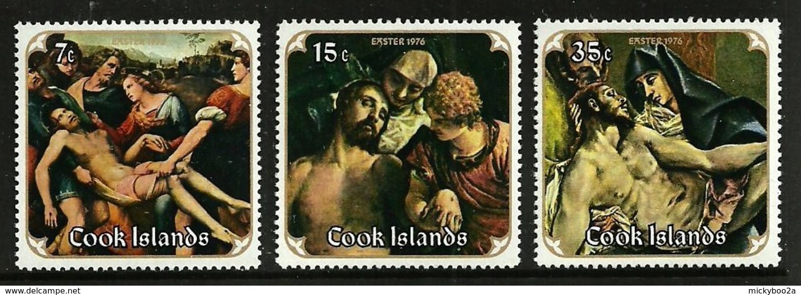 COOK ISLANDS 1976 EASTER ART PAINTINGS SET MNH - Cook Islands