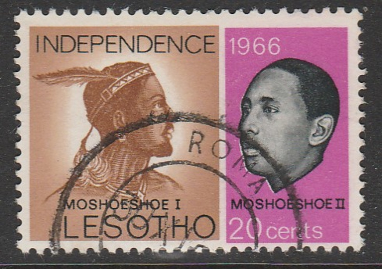 Lesotho 1966 Independence 20 C Multicoloured SW 4 O Used - Lesotho (1966-...)