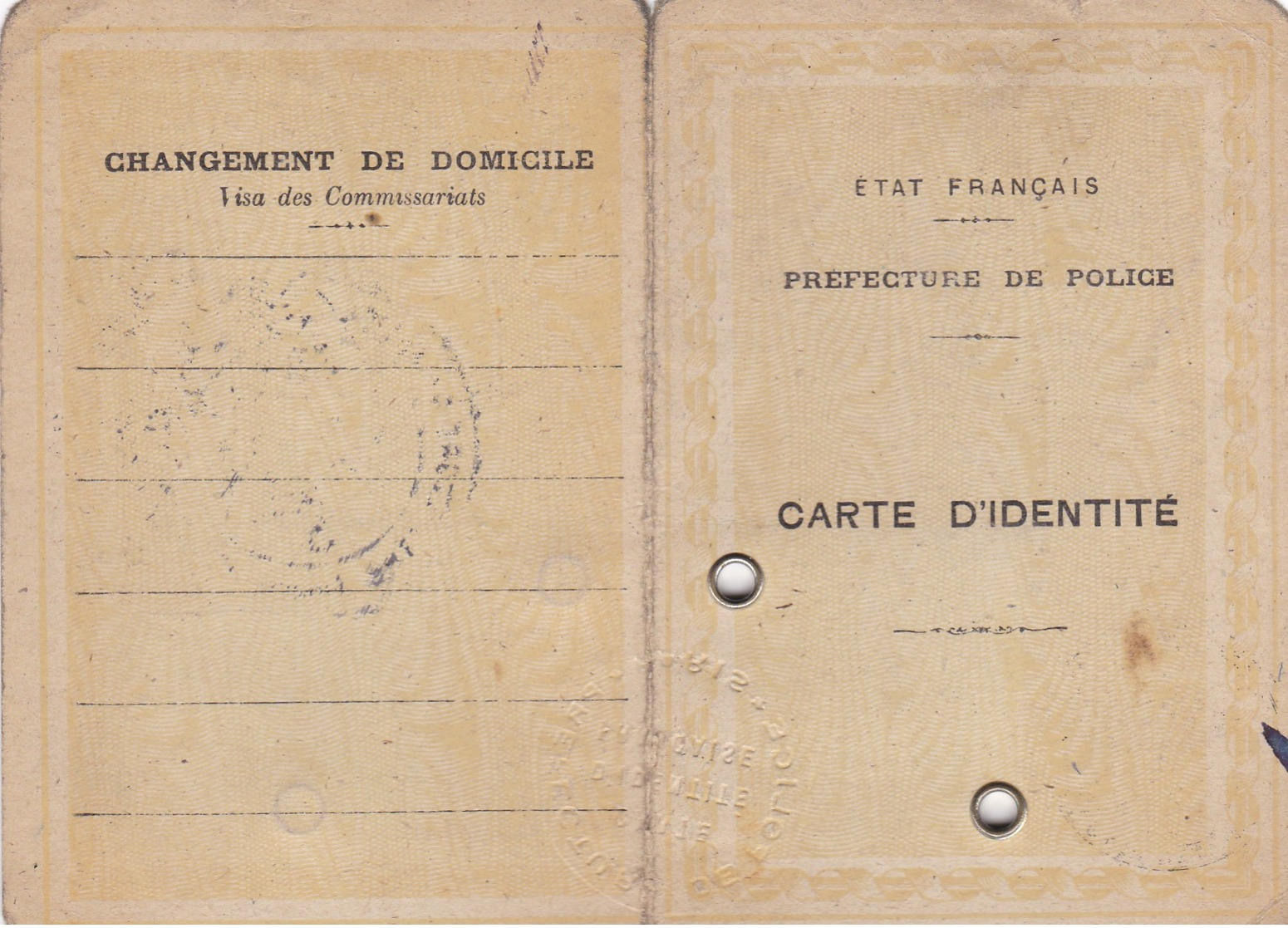 5 documents dont 4 carte d'identité ,dont ETAT FRANCAIS  (lot 111)