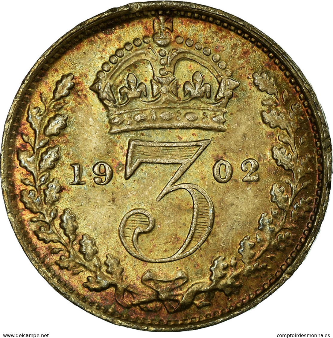 Monnaie, Grande-Bretagne, Edward VII, 3 Pence, 1902, SPL, Argent, KM:797.1 - F. 3 Pence