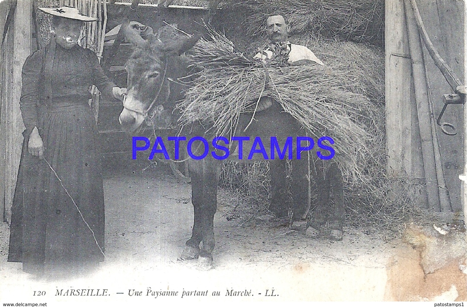 116907 FRANCE MARSEILLE COSTUMES A FARMER LEADING TO THE MARKET SPOTTED POSTAL POSTCARD - Autres & Non Classés