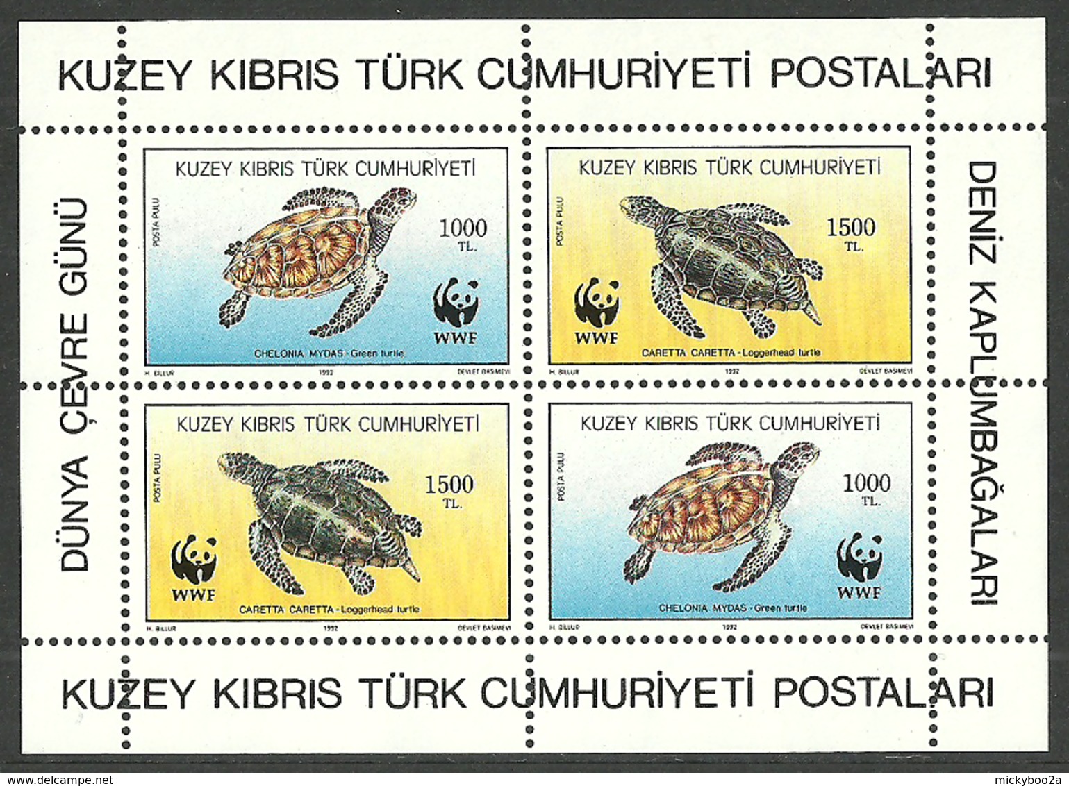 CYPRUS TURKISH 1992 WWF WORLD WILDLIFE FUND MARINE TURTLES M/SHEET MNH - Unused Stamps
