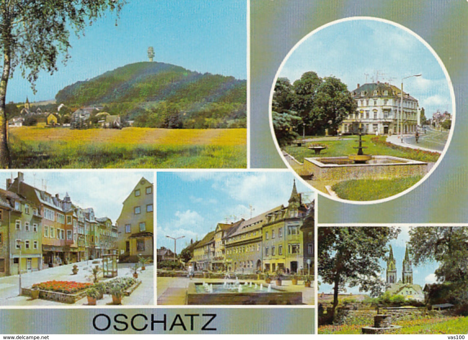 80916- OSCHATZ- PARTIAL VIEW, HILL, TOWER, SQUARE, FOUNTAIN, CHURCH - Oschatz