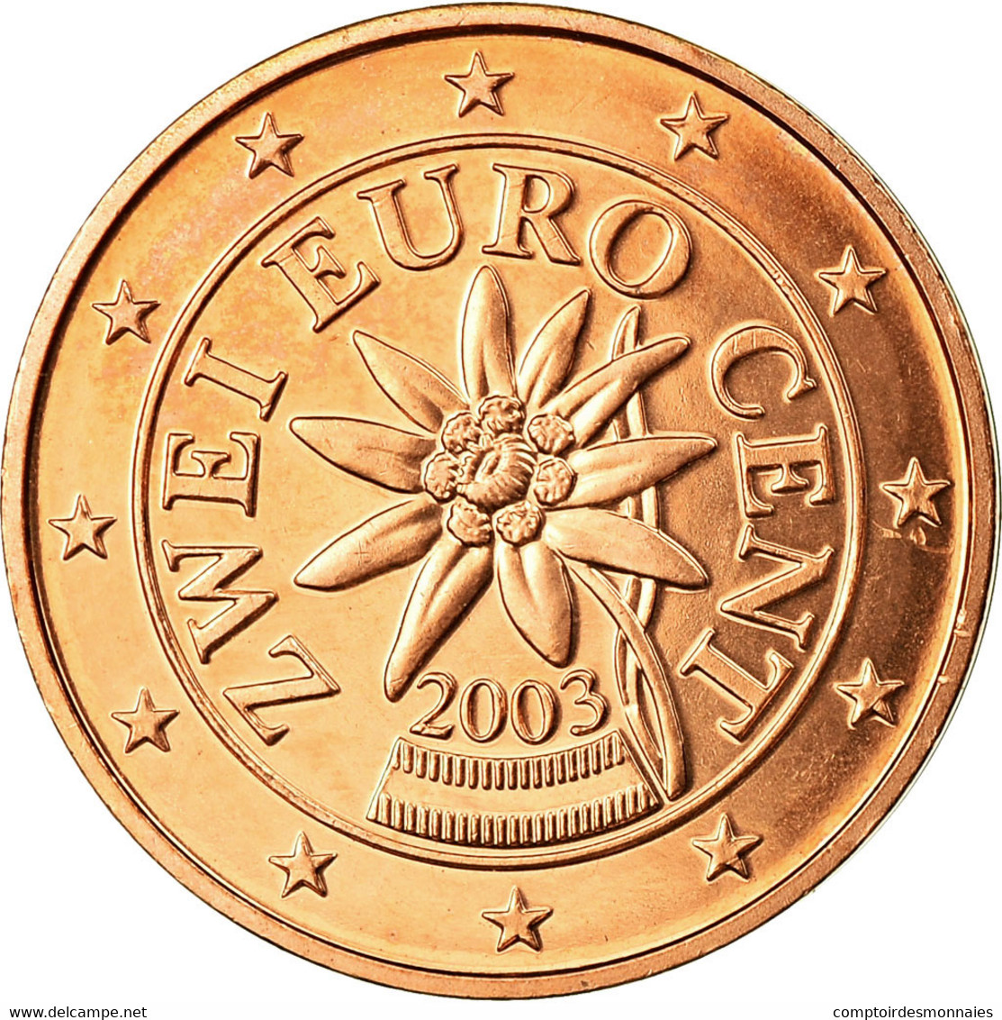 Autriche, 2 Euro Cent, 2003, SPL, Copper Plated Steel, KM:3083 - Austria