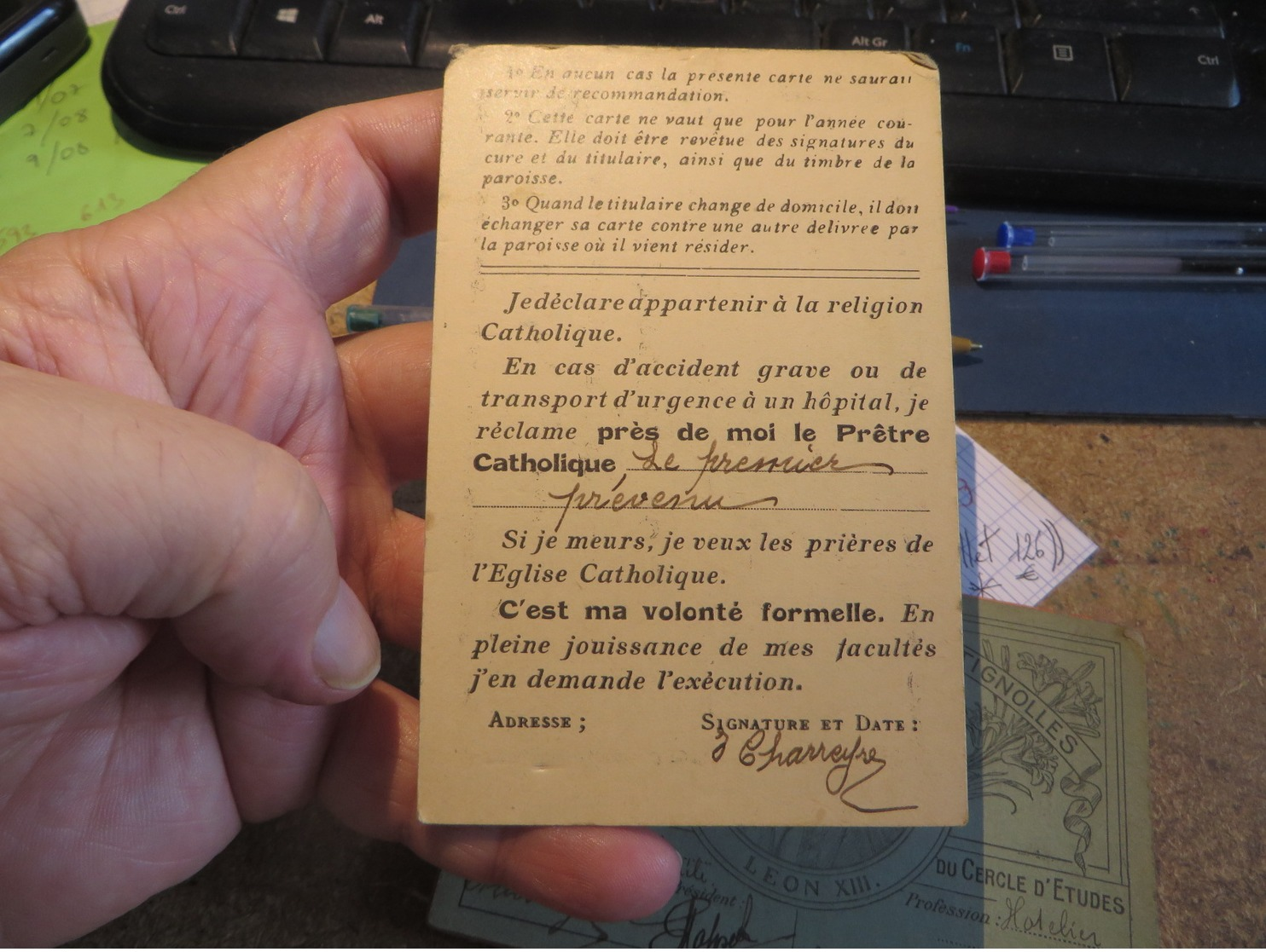 11 Documents,FEDERATION,UNION,CARTE De La Religion Catholique Et  Diverses   (lot 113) - Religion & Esotérisme