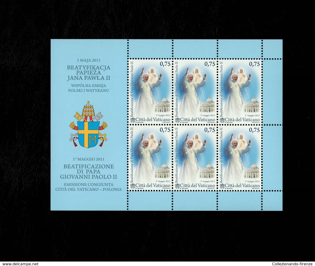 Città Del Vaticano 2011 Beatificazione Giovanni Paolo II - Foglietto  MNH** Emissione Congiunta - 2001-10:  Nuovi