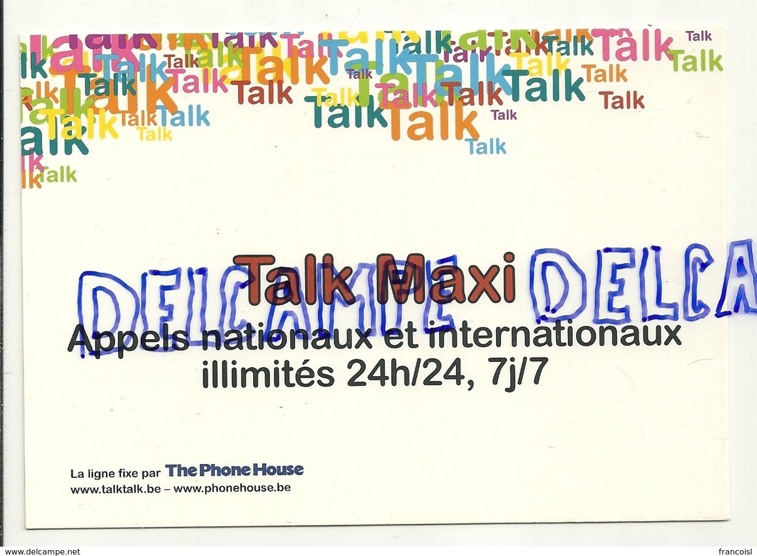 Publicité Pour  Le Téléphone Talk Maxi. Carte Boomerang - Publicité