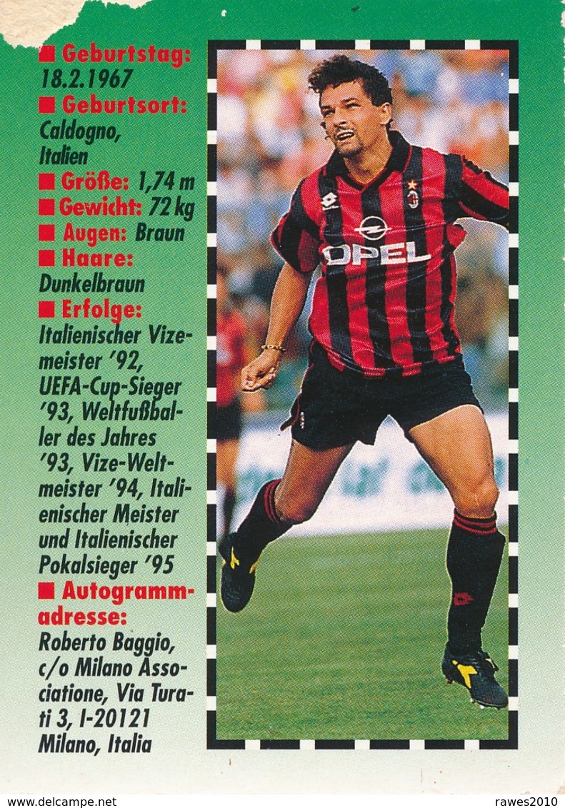 Italien Roberto Baggio AC Mailand Fussball - Sammelbild Aus Den 90-ziger Jahren - Sport