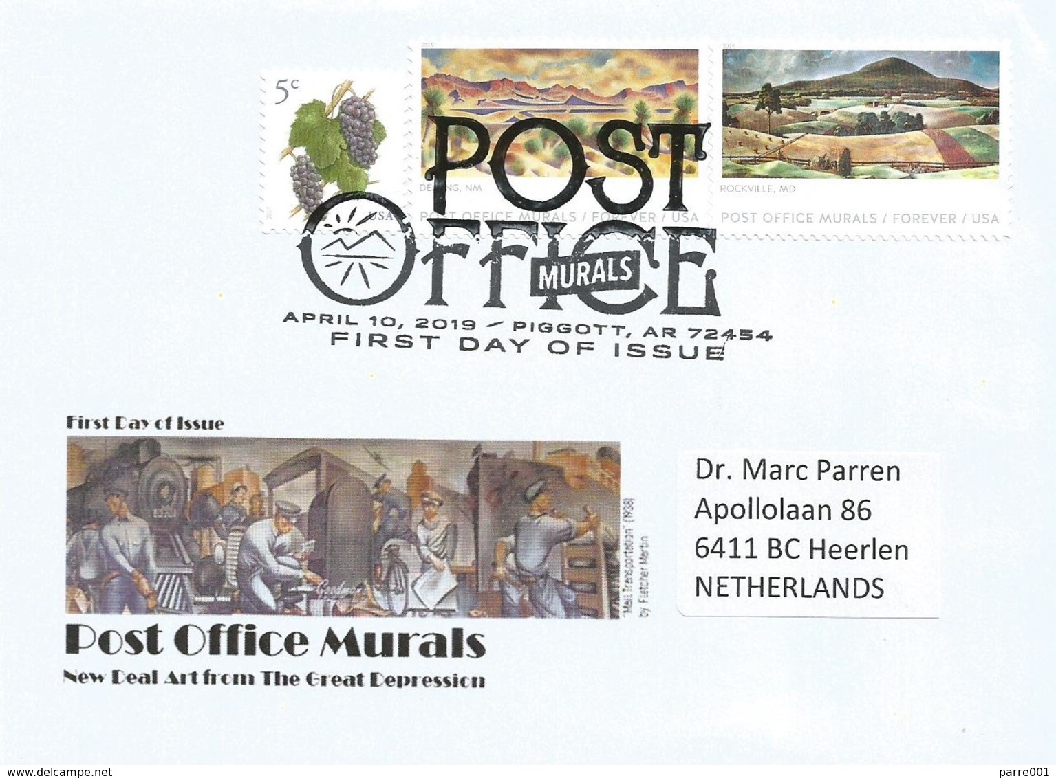 USA 2019 Piggott Post Office Murals Painting Grape FDC Cover - 2011-...