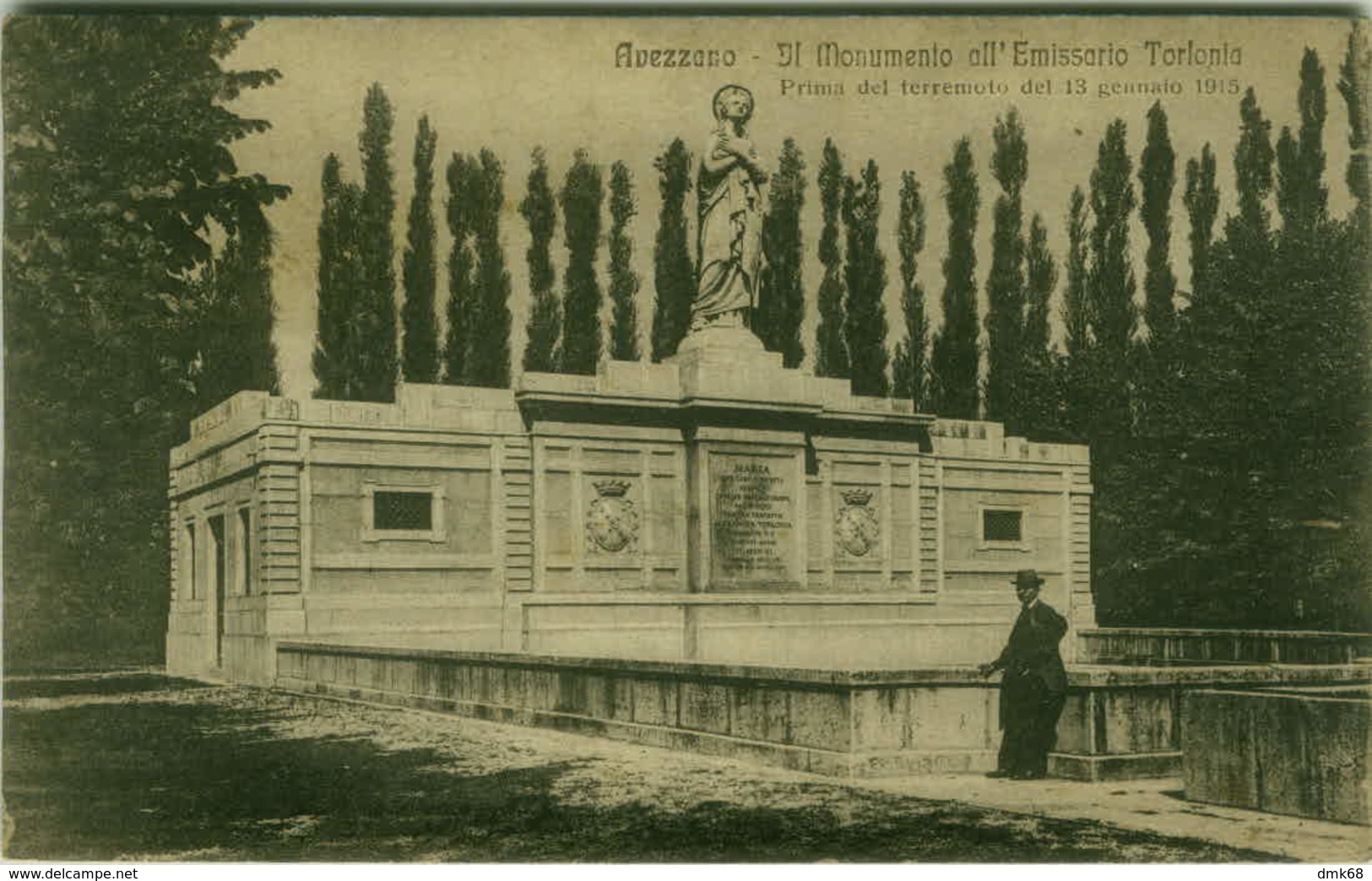 AVEZZANO - IL MONUMENTO ALL'EMISSARIO TORLONIA PRIMA DEL TERREMOTO DEL 1915 - EDIZ. STA (3367) - Avezzano