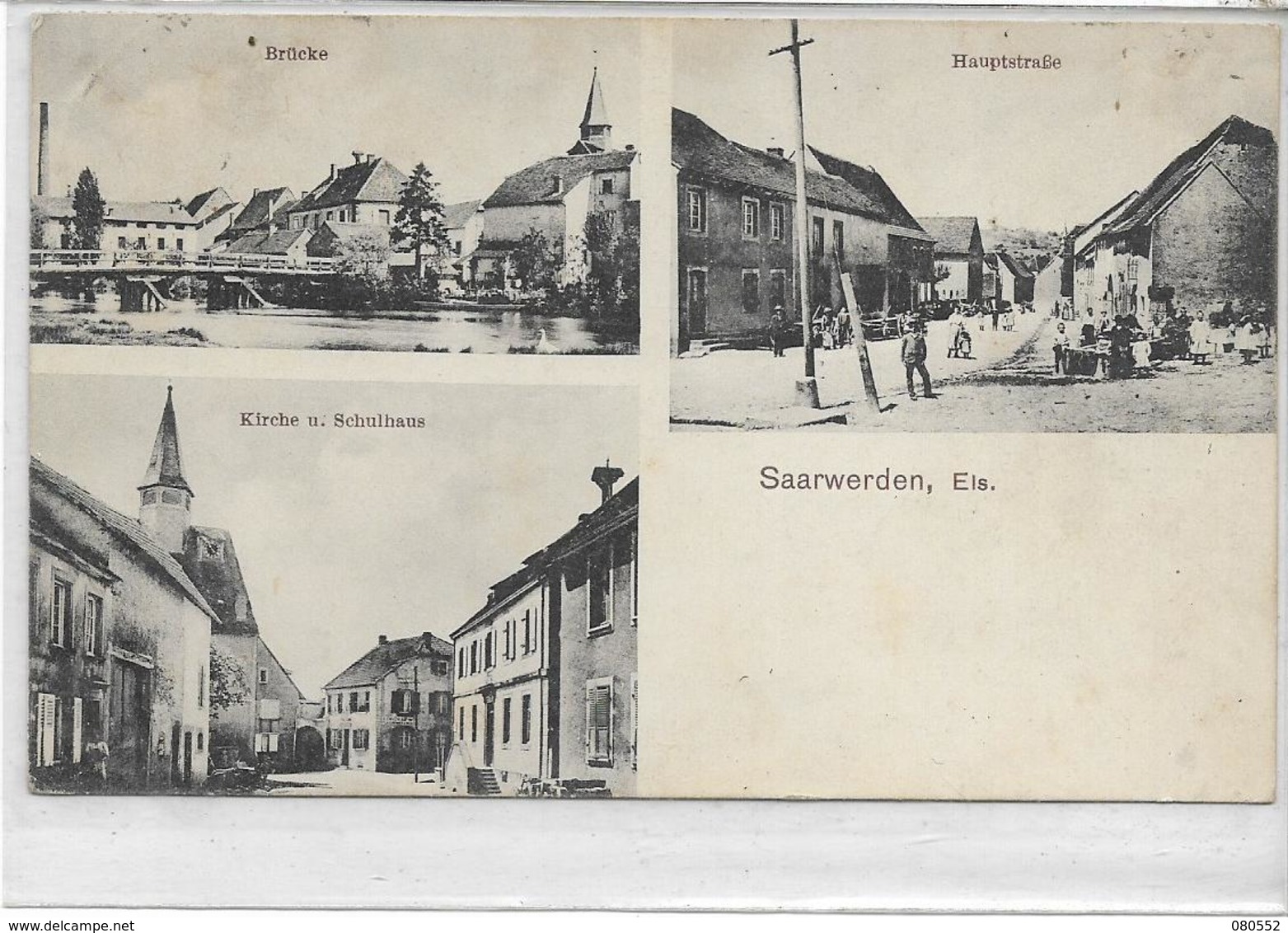 67 SAARWERDEN . Pont , Rue Principale , église , école , Très Animé , édit : C Kraemer Saarunion, écrite , état Extra - Autres & Non Classés