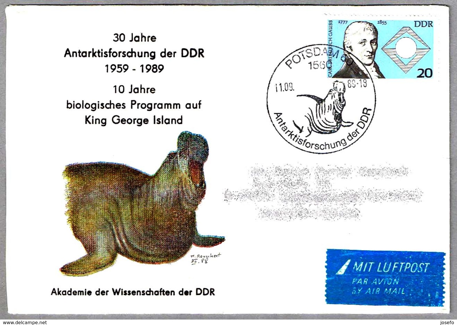 INVESTIGACION EN LA ANTARTIDA - MIROUNGA - Elefante Marino. Potsdam 1989 - Programas De Investigación