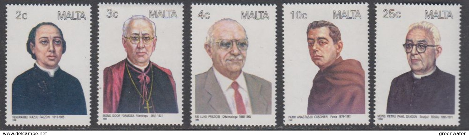 Malta 1988 Maltese Personalities 5v ** Mnh (43965) - Malta