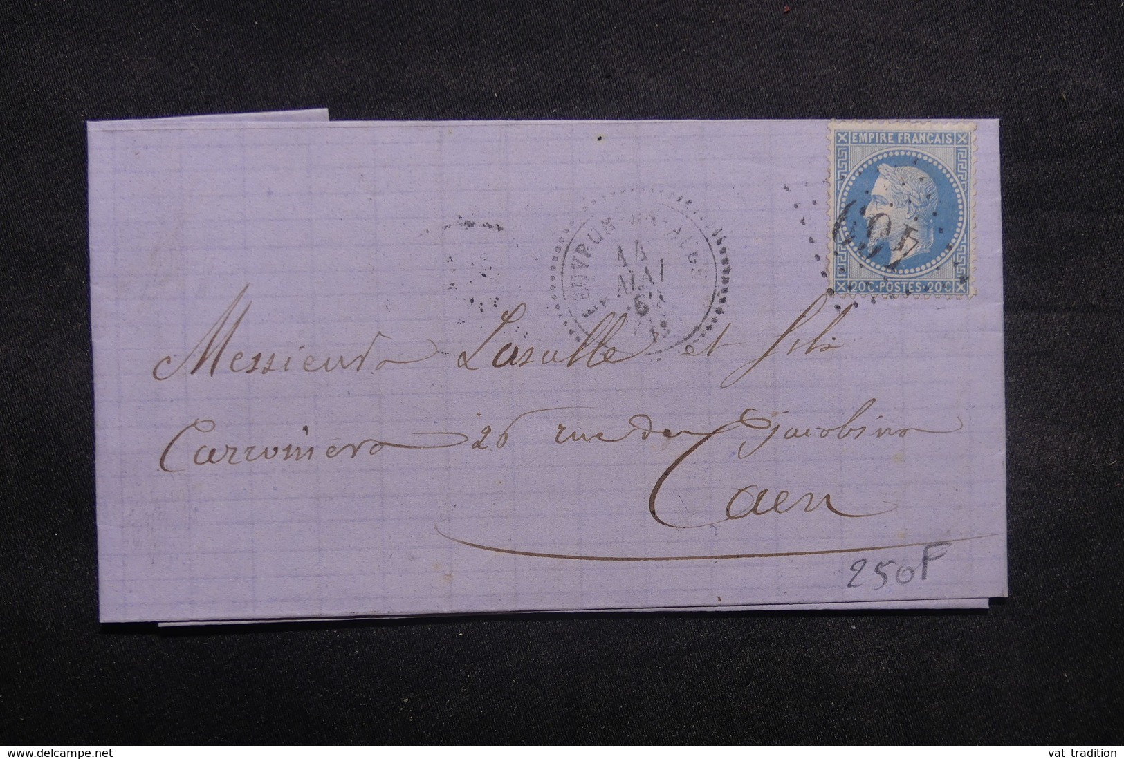 FRANCE - Lettre De Beauvron En Auge Pour Caen En 1869, Affranchissement Napoléon GC 469 - L 37065 - 1849-1876: Periodo Classico