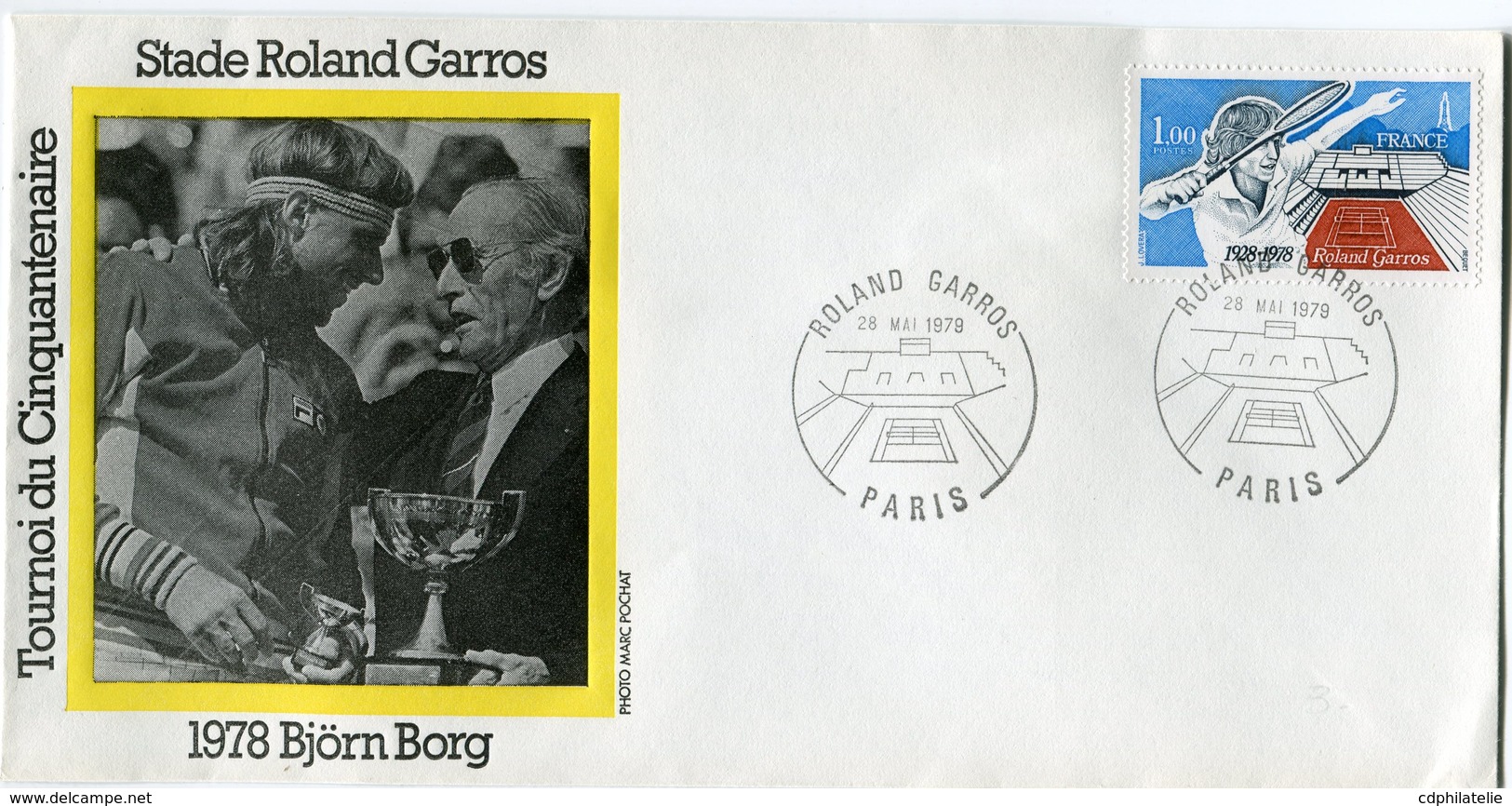 FRANCE ENVELOPPE INTERNATIONAUX DE FRANCE STADE ROLAND GARROS AVEC ILLUSTRATION 1978 VIRGINIA BJORN BORG - Tennis