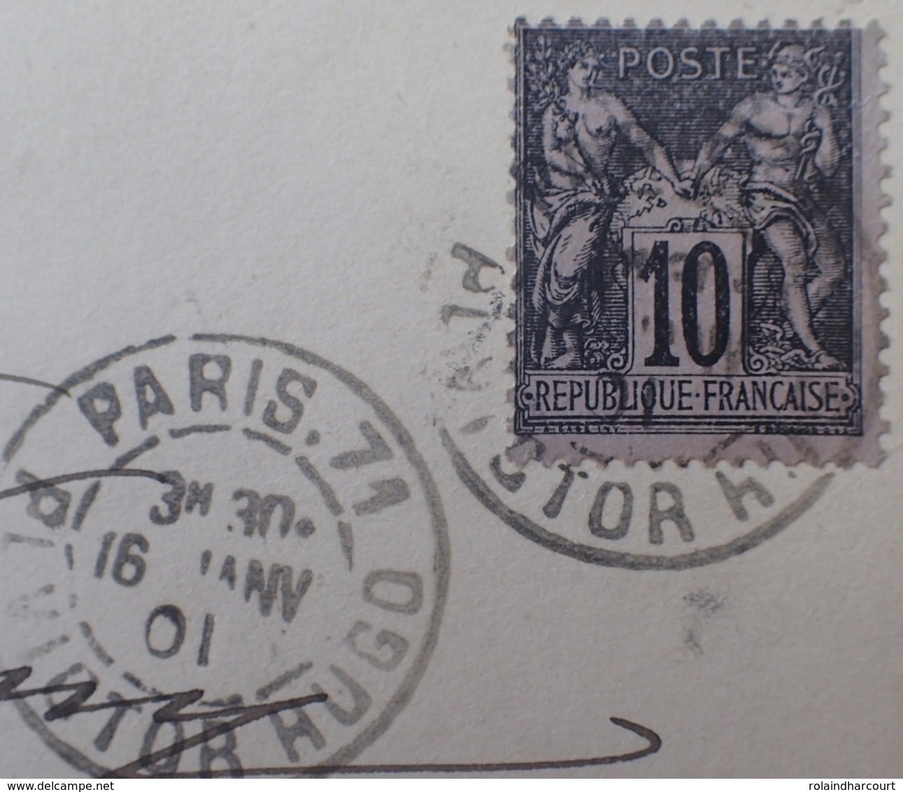 DF40266/400 - SAGE III N°103 Sur CP - CàD : PARIS 71 - Place Victor Hugo - 16 JANVIER 1901 à OULLINS (Rhône) - 1898-1900 Sage (Type III)
