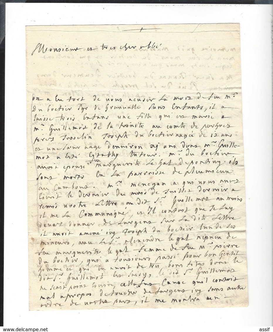 Lyon Papiers Et Lettres  Charrier  Succession Boëtier ( Lettre à Lescalopier Intendant De Champagne Linéaire Lyon 1726 - Unclassified