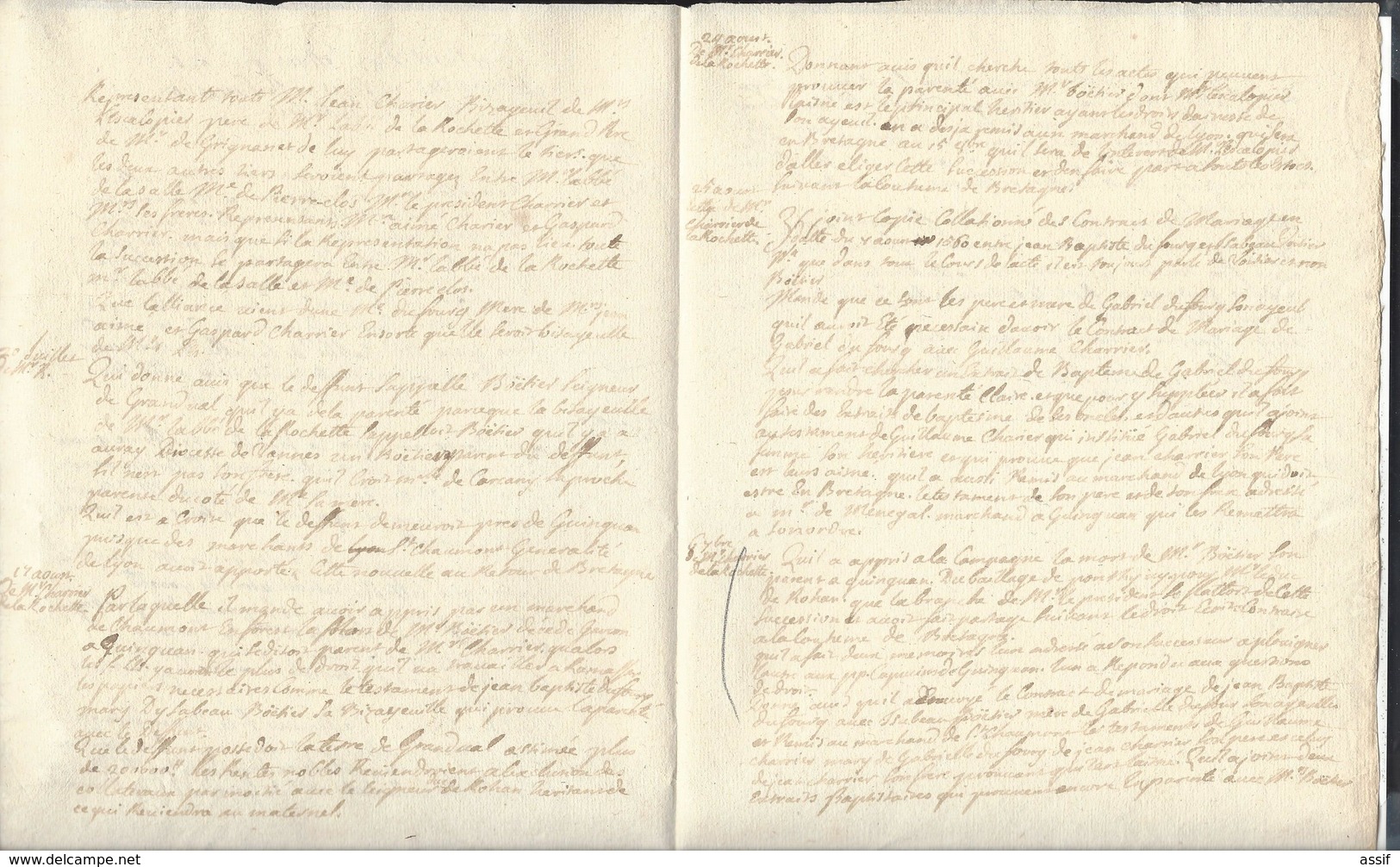 Lyon Papiers et lettres  Charrier  succession Boëtier ( lettre à Lescalopier Intendant de Champagne linéaire Lyon 1726