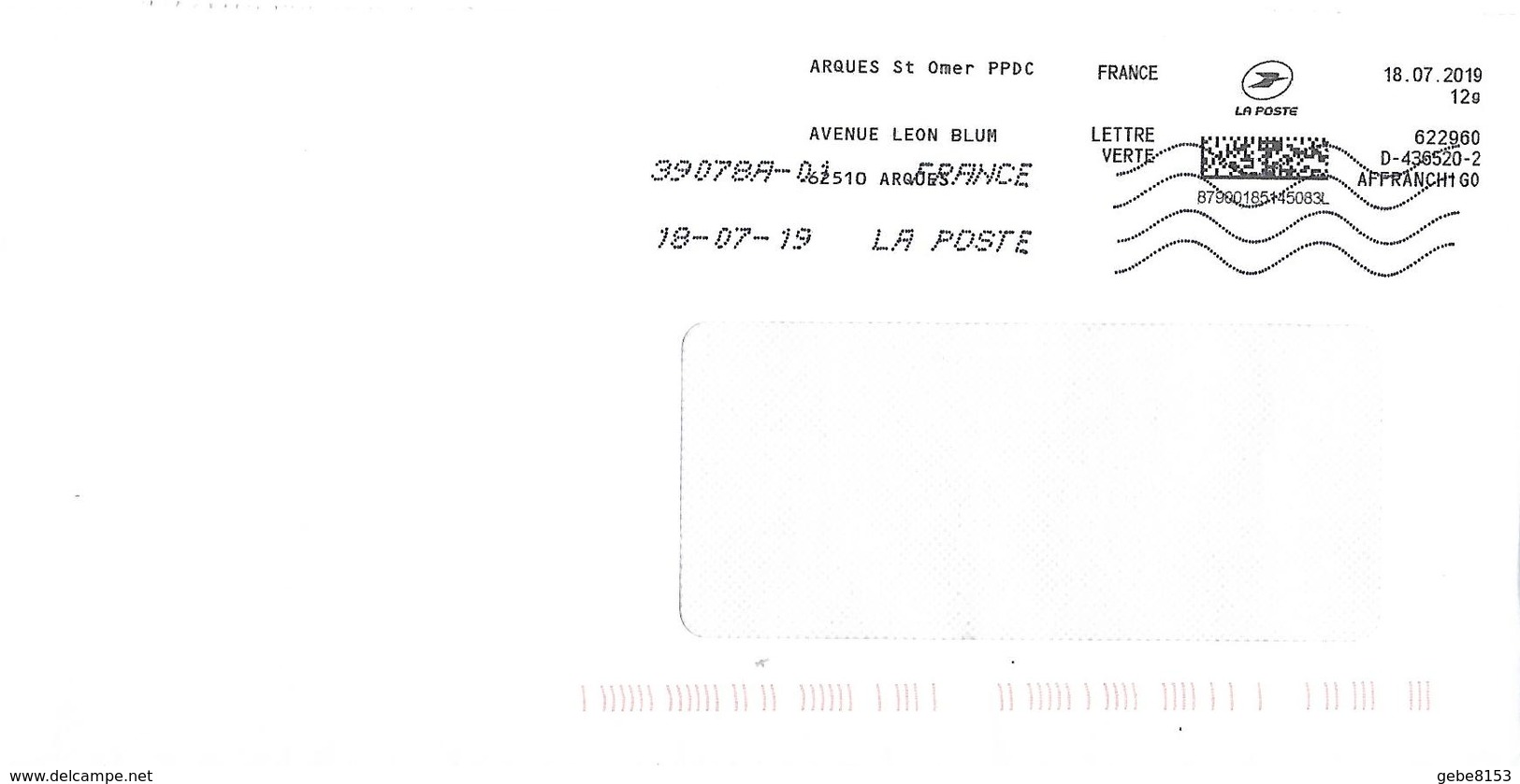 Affranchigo 12 Gr Lettre Verte Arques Saint Omer Ppdc Léon Blum + Toshiba - Mechanical Postmarks (Other)
