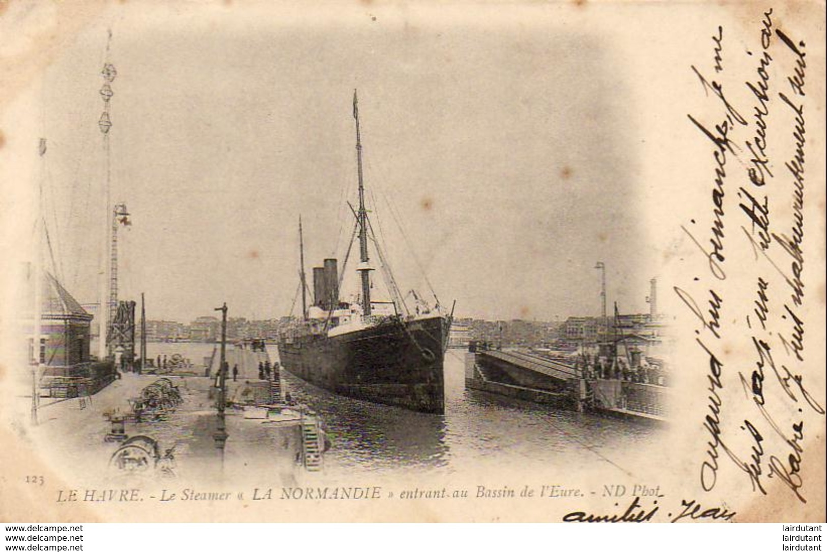 PAQUEBOTS  LE HAVRE  Le Steamer " La Normandie " Entrant Au Bassin De L' Eure  ... - Steamers