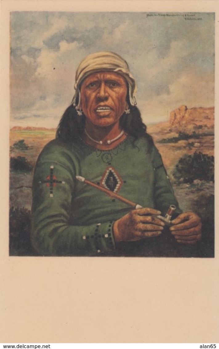 'Walks In Sleep' Navajo Chief, US Army Scout In War Agains Geronimo, C1940s/50s Vintage Postcard - Native Americans