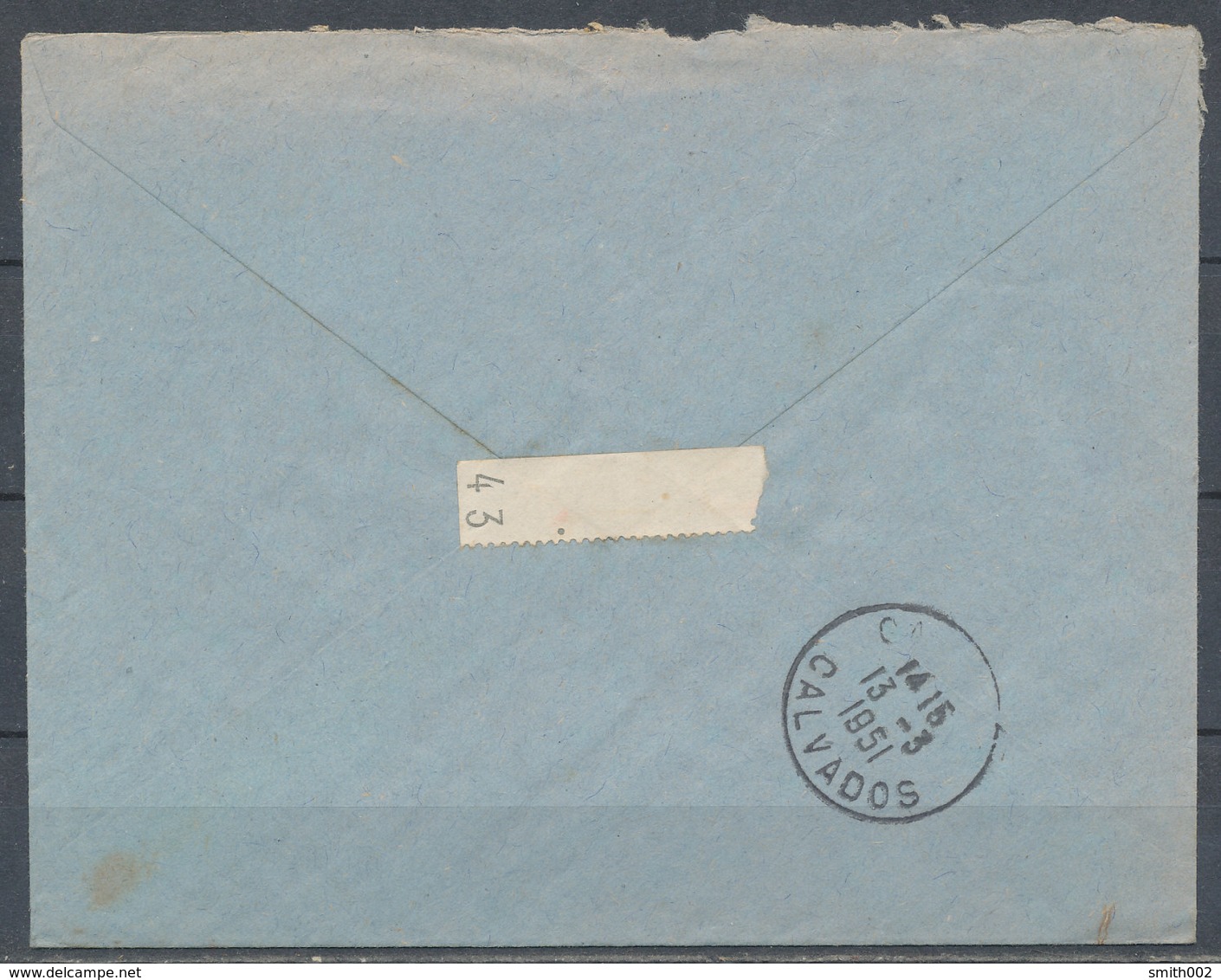 FRANCE - 12.3.1951, Reco Cover From TOULON SAINT JEAN (Var) To CAEN (Calvados) - 1921-1960: Modern Period