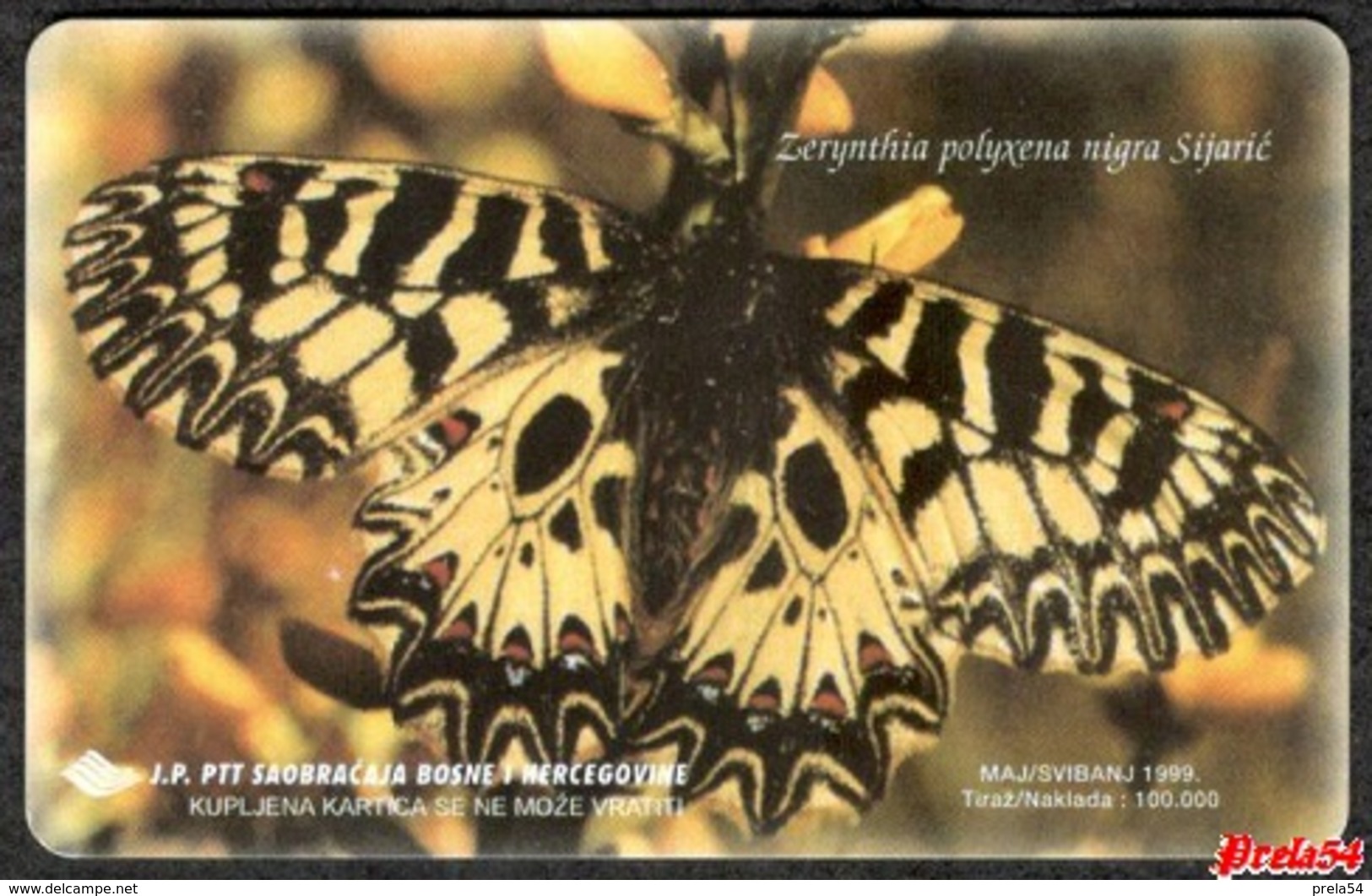 Bosnia Sarajevo -  PAPILLON ZERYNTHIA POLYXENA NIGRA SIJARIC, Used Chip Card - Bosnie