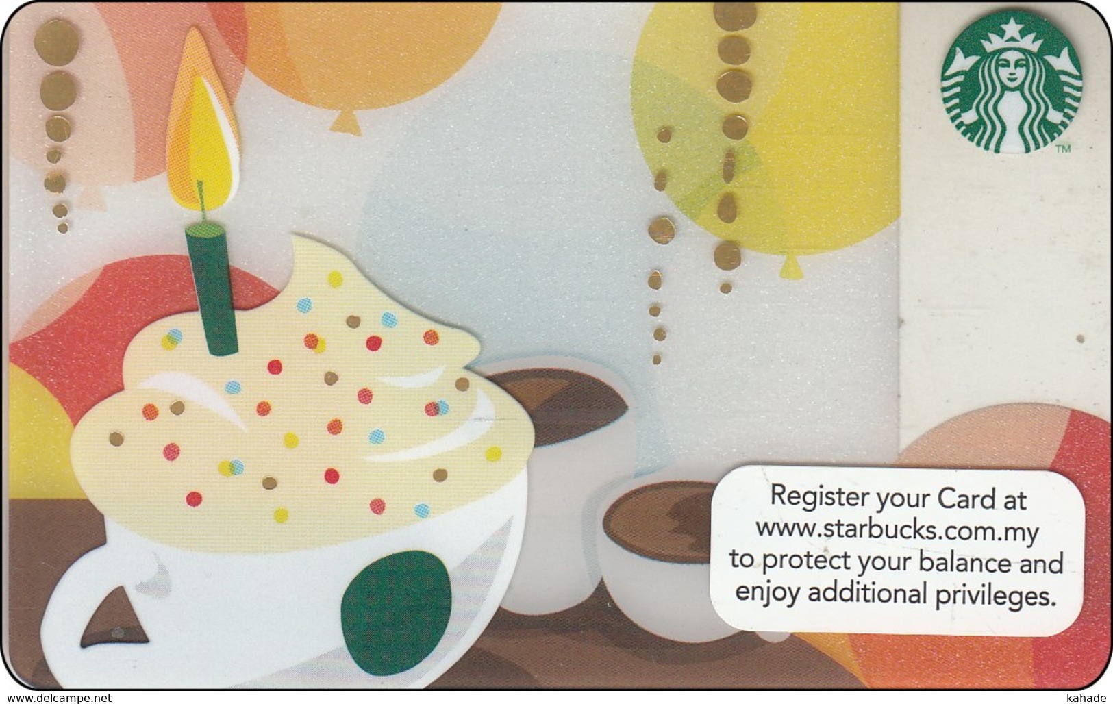 Malaysia  Starbucks Card  Birthday Drink 2013-6094 - Gift Cards