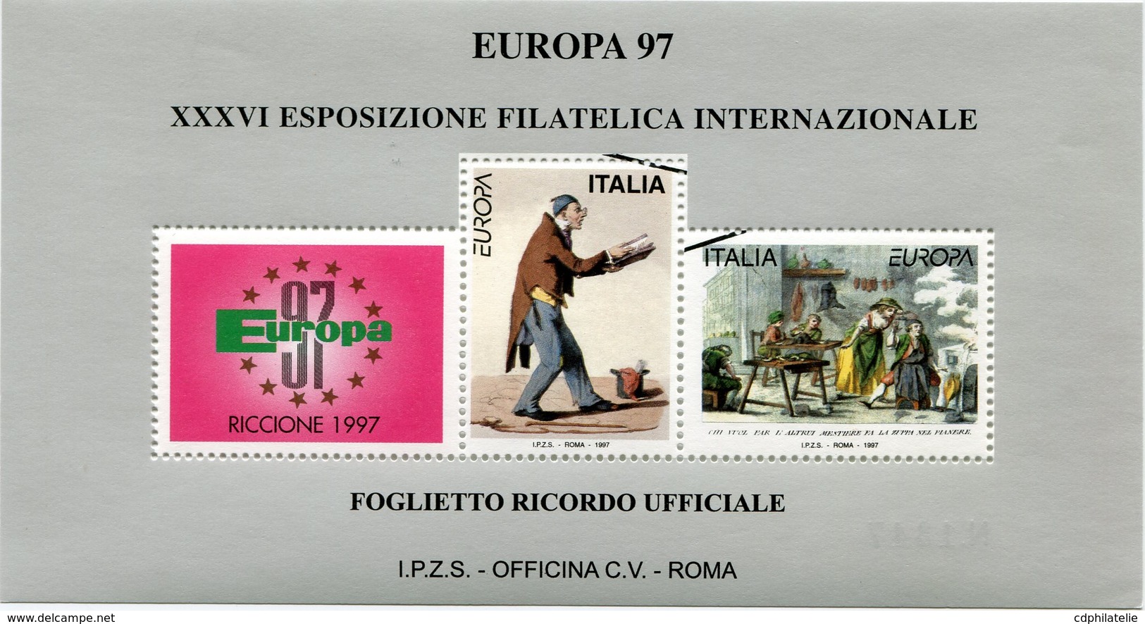 ITALIE " EUROPA 97 " BLOC-FEUILLET DE LA XXXVI EXPOSITION PHILATELIQUE INTERNATIONALE - Autres & Non Classés