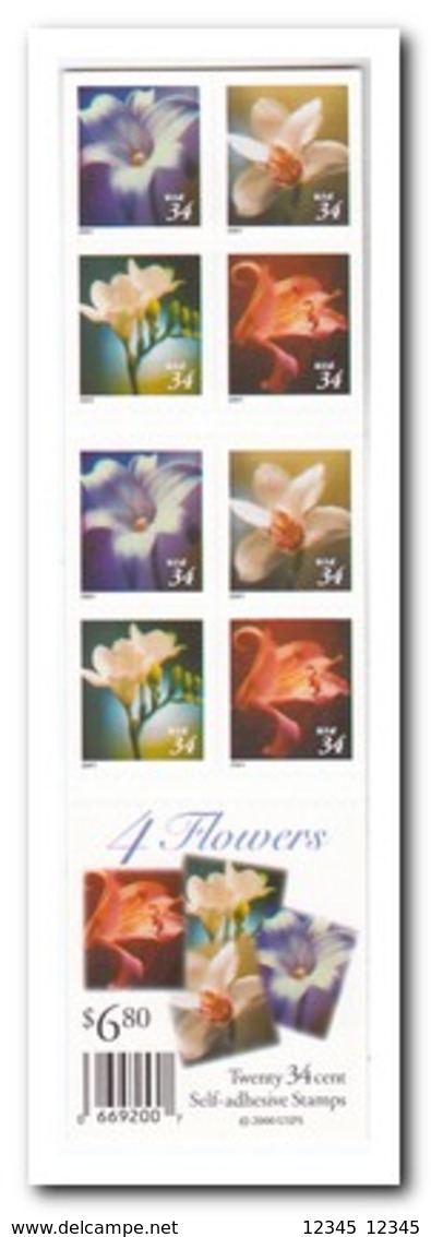 Amerika 2001, Postfris MNH, Flowers ( Booklet, Carnet ) - 1981-...
