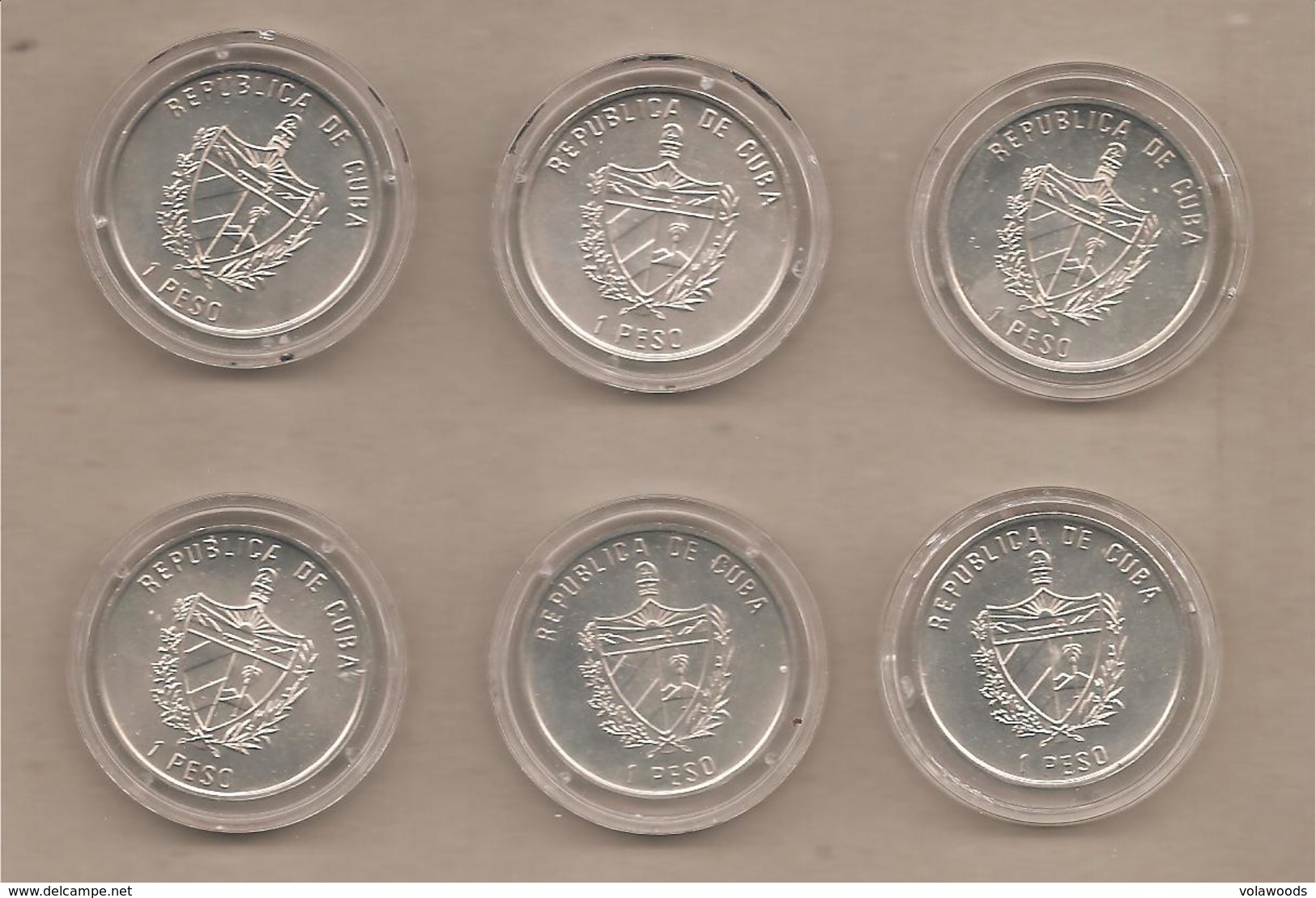 Cuba - Serie Completa Di 6 Monete Non Circolate FDC Da 1 Peso "Fauna Dei Caraibi" - 1994 - Cuba