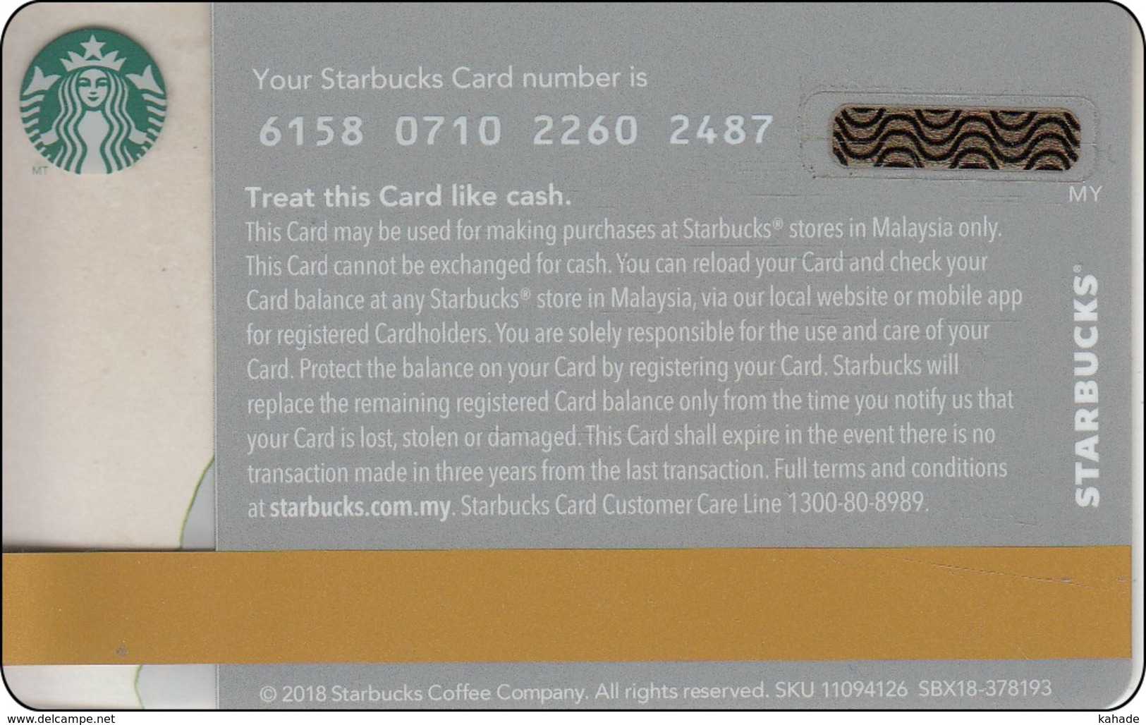 Malaysia  Starbucks Card Diwali 2018  2018-6158 - Gift Cards
