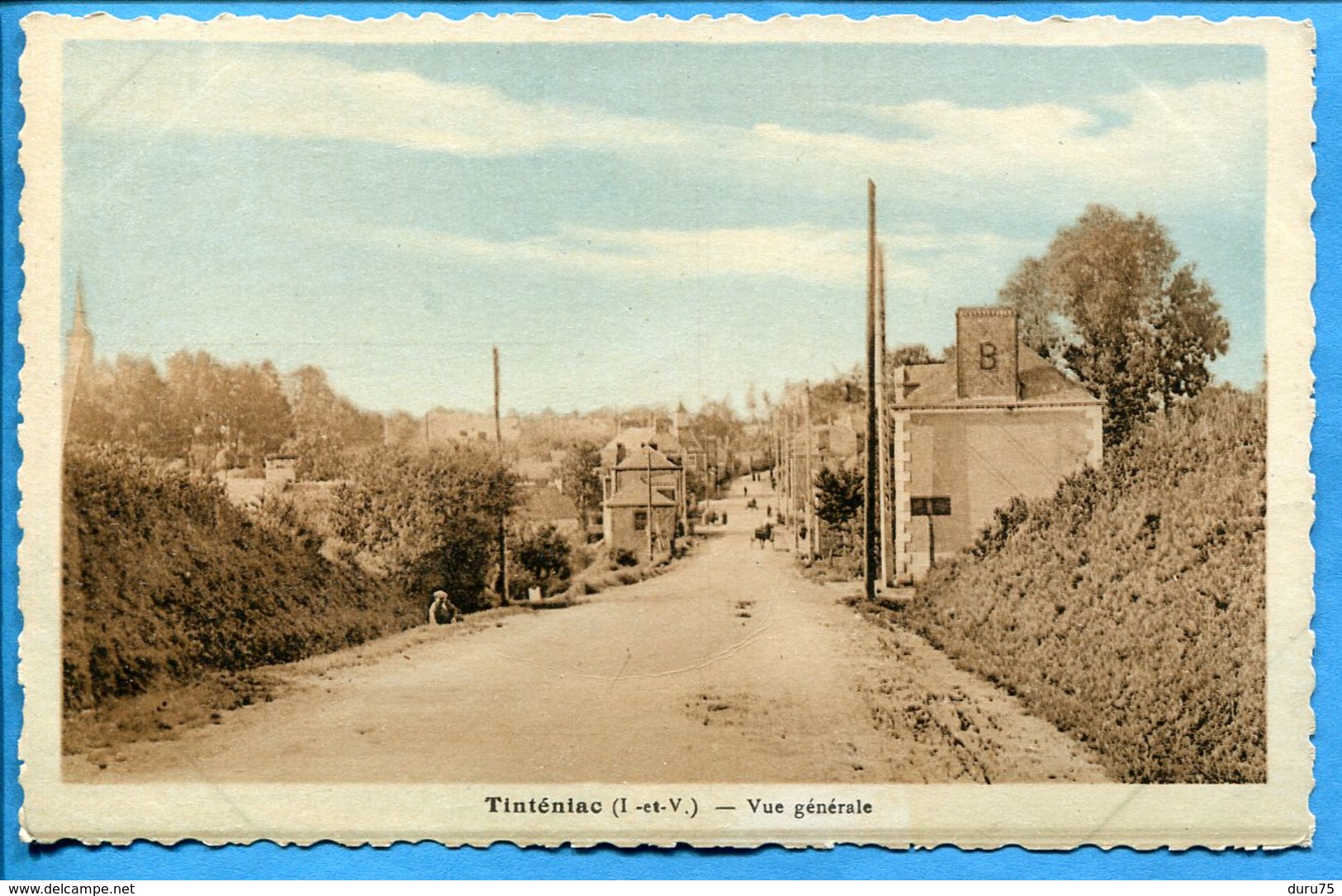 Tinténiac  Vue Générale ( Sépia Et Bleu ) Non écrite - Autres & Non Classés