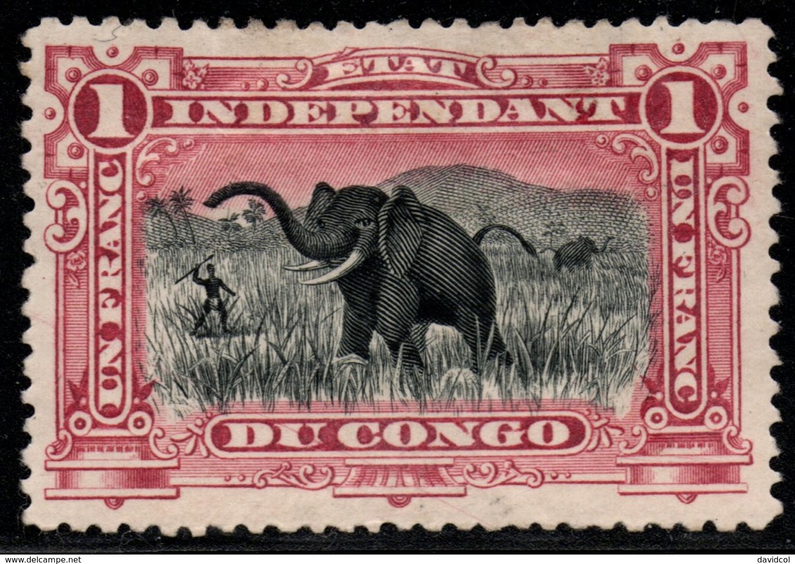 S031.-. BELGIUM CONGO. 1894-1901 - SC#: 25 - MH- SPACEFILLER- THIN - HUNTING ELEPHANTS - Ungebraucht