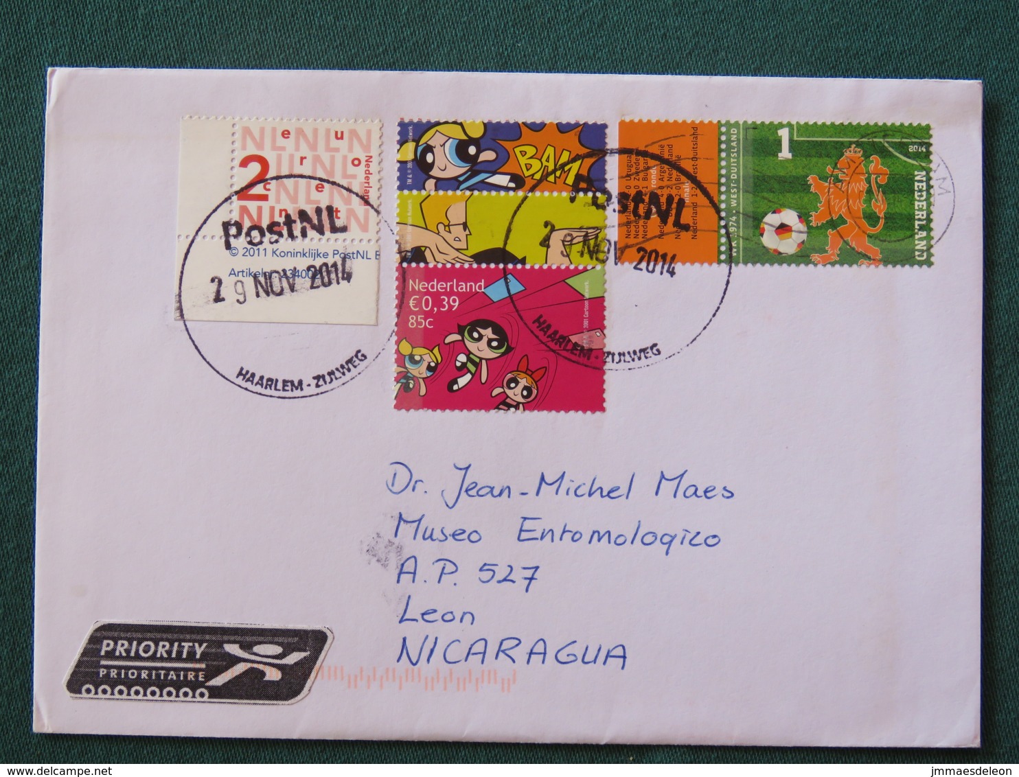 Netherlands 2014 Cover To Nicaragua - Comics Girls Lion Football Soccer - Lettres & Documents