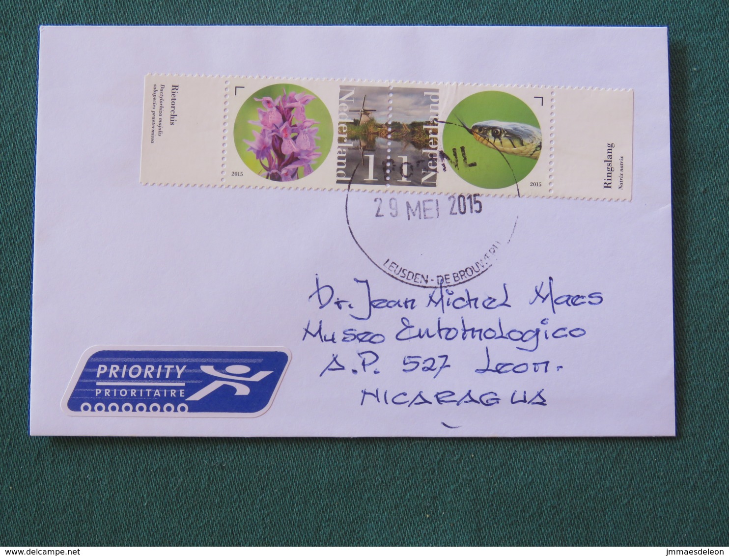 Netherlands 2015 Cover To Nicaragua - Snake Flowers Orchids Windmill - Lettres & Documents