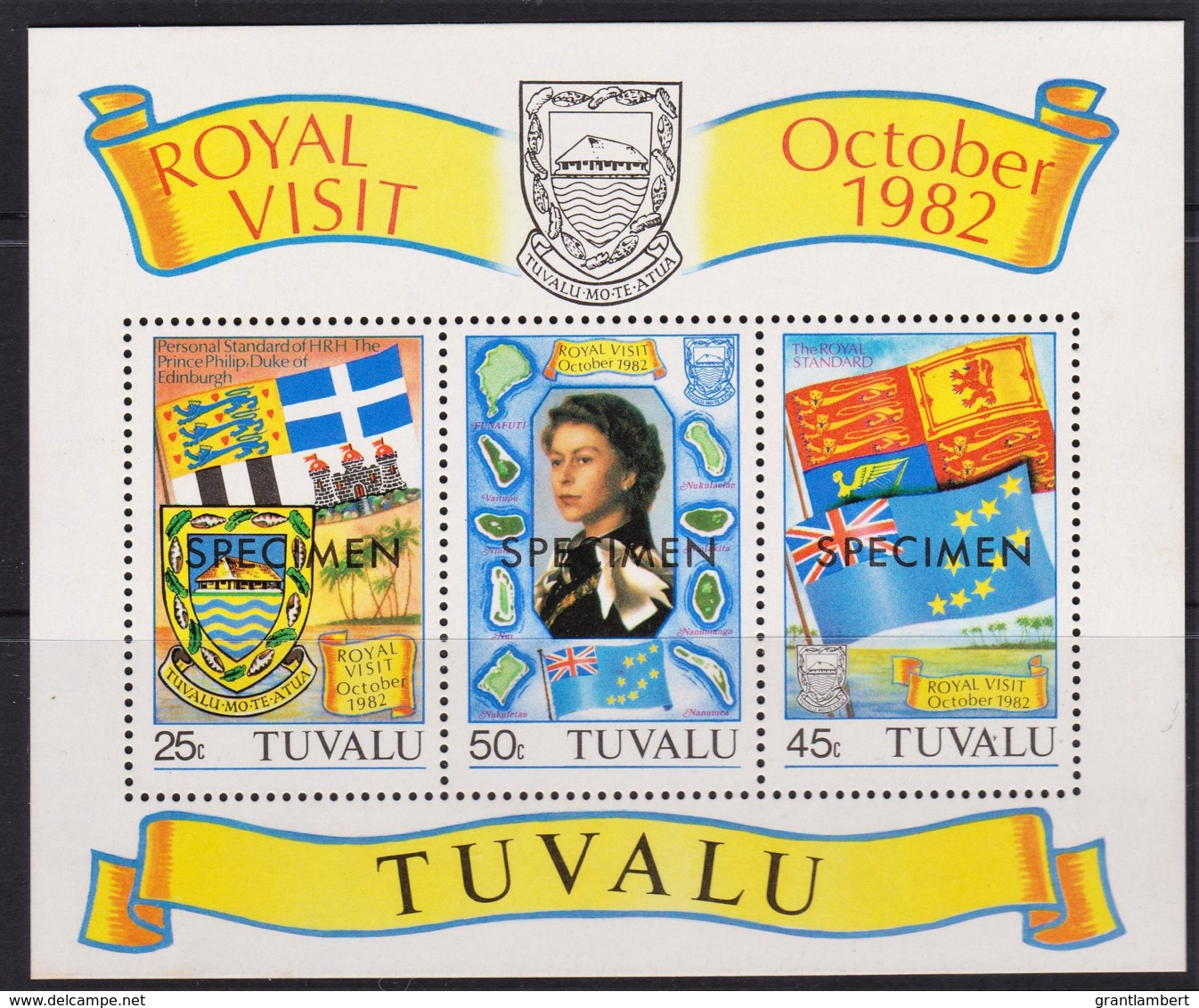 Tuvalu 1982 Royal Visit SPECIMEN Minisheet MNH - Tuvalu