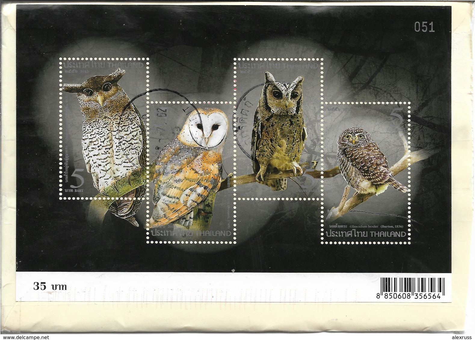 Thailand Birds 2003 Roosters, 2013 Owls Souvenir Sheet, VF Post Cover (RN-50) - Thailand