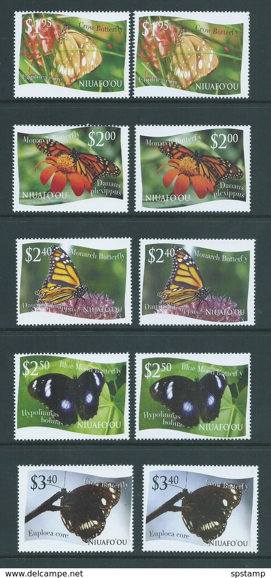 Tonga Niuafo'ou 2012 Butterfly Normal Set Of 12 + The 9 Values With Missing Or Mis-coloured L Varieties MNH - Tonga (1970-...)